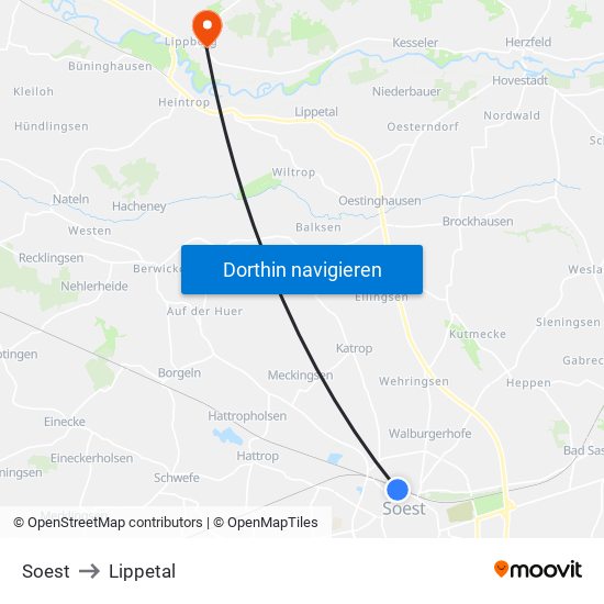 Soest to Lippetal map