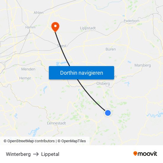 Winterberg to Lippetal map