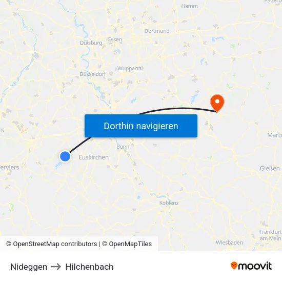 Nideggen to Hilchenbach map