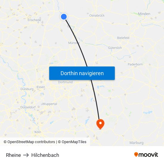 Rheine to Hilchenbach map