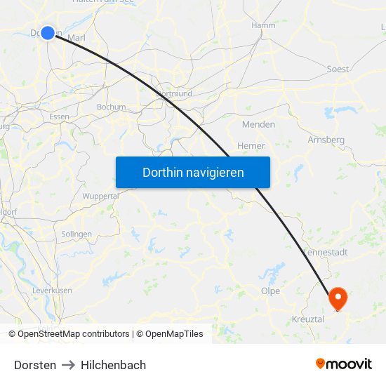 Dorsten to Hilchenbach map
