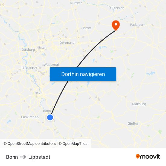 Bonn to Lippstadt map