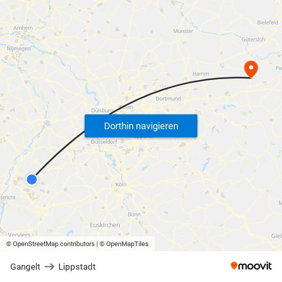 Gangelt to Lippstadt map