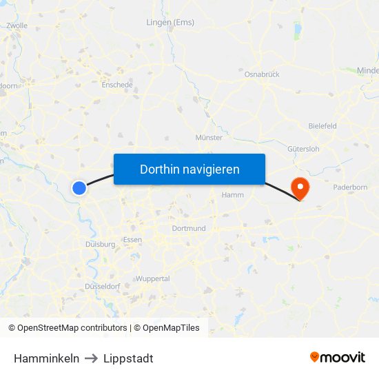 Hamminkeln to Lippstadt map