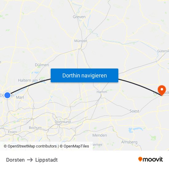 Dorsten to Lippstadt map