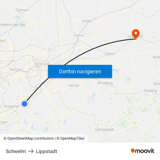 Schwelm to Lippstadt map