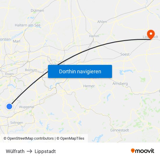 Wülfrath to Lippstadt map