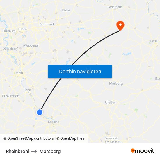 Rheinbrohl to Marsberg map