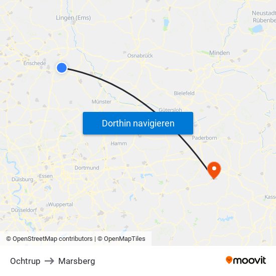 Ochtrup to Marsberg map