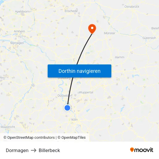 Dormagen to Billerbeck map