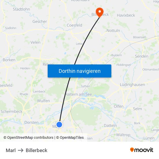 Marl to Billerbeck map