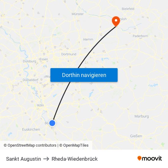 Sankt Augustin to Rheda-Wiedenbrück map