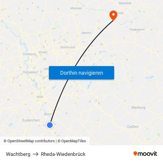 Wachtberg to Rheda-Wiedenbrück map