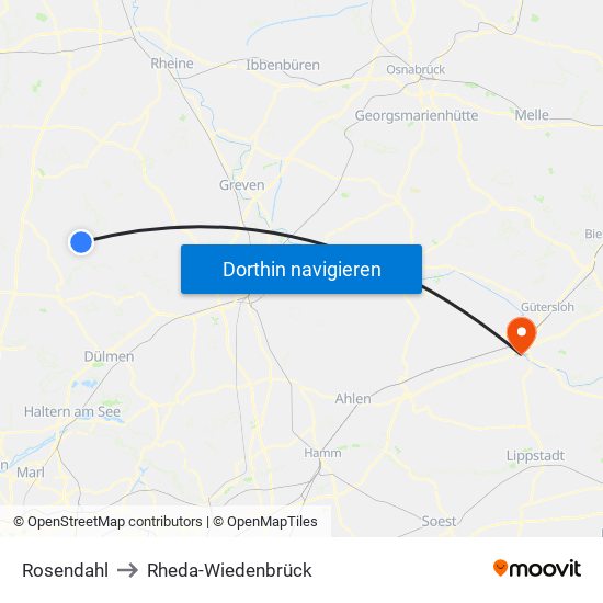 Rosendahl to Rheda-Wiedenbrück map