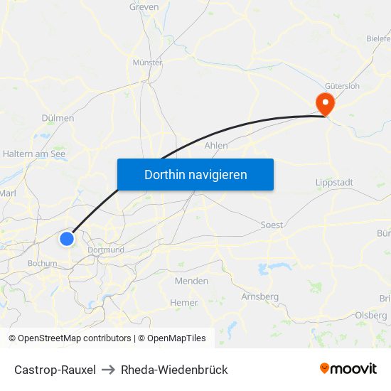 Castrop-Rauxel to Rheda-Wiedenbrück map