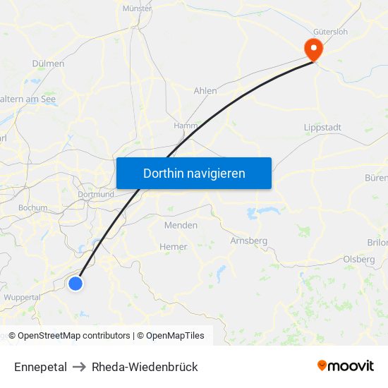 Ennepetal to Rheda-Wiedenbrück map