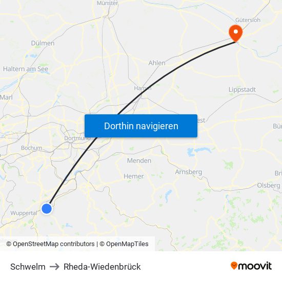 Schwelm to Rheda-Wiedenbrück map