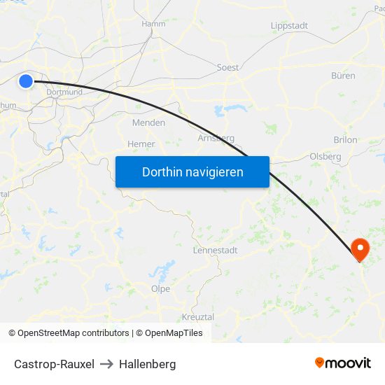 Castrop-Rauxel to Hallenberg map