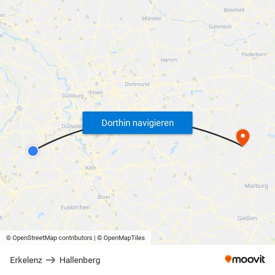 Erkelenz to Hallenberg map