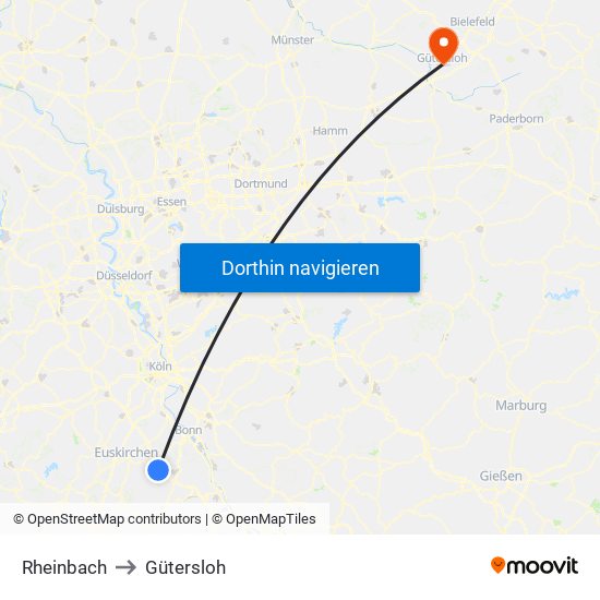 Rheinbach to Gütersloh map