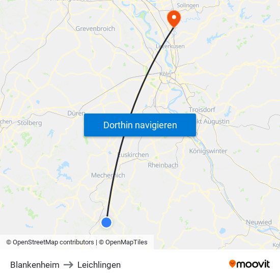 Blankenheim to Leichlingen map