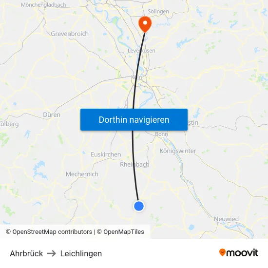 Ahrbrück to Leichlingen map