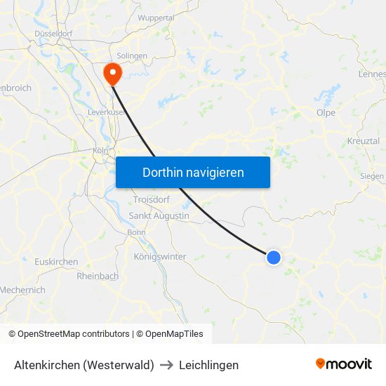 Altenkirchen (Westerwald) to Leichlingen map