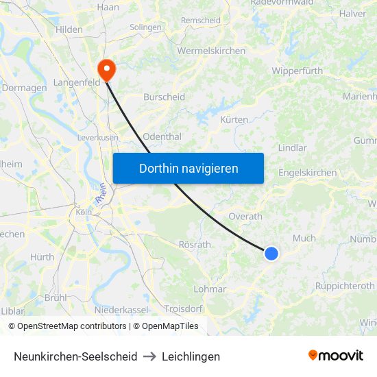 Neunkirchen-Seelscheid to Leichlingen map