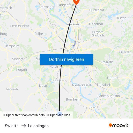 Swisttal to Leichlingen map