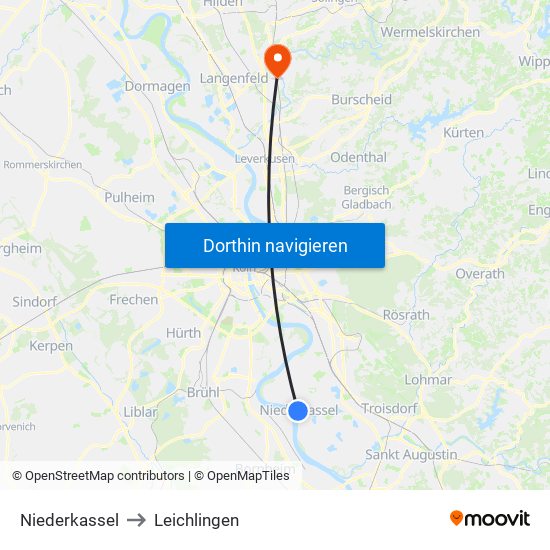 Niederkassel to Leichlingen map