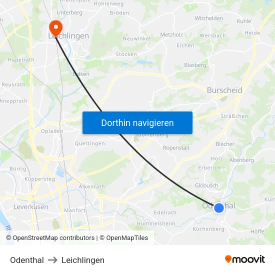 Odenthal to Leichlingen map