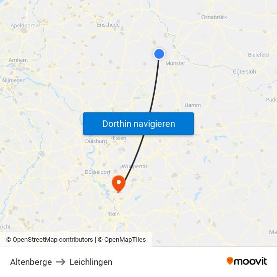 Altenberge to Leichlingen map