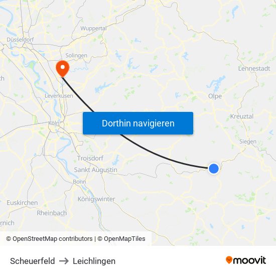 Scheuerfeld to Leichlingen map