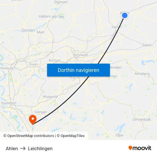 Ahlen to Leichlingen map