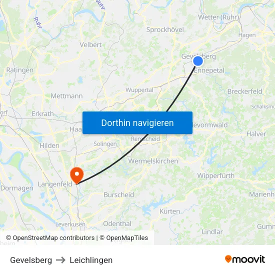 Gevelsberg to Leichlingen map