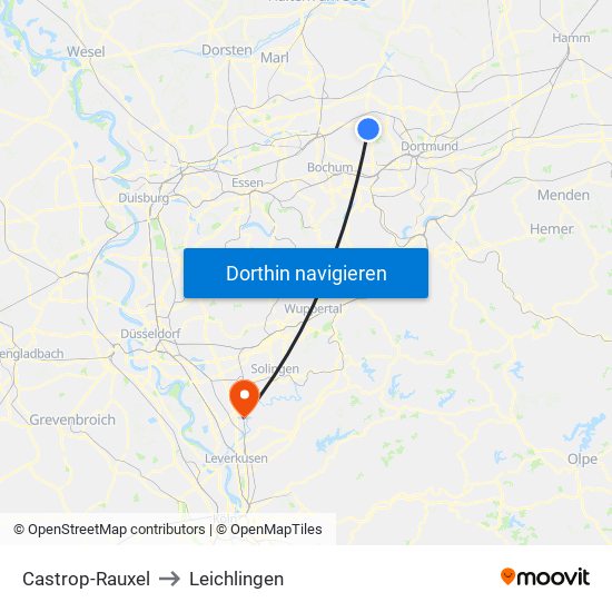 Castrop-Rauxel to Leichlingen map