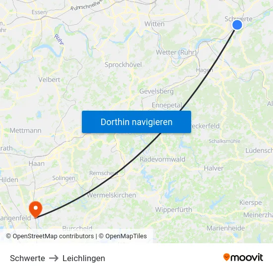 Schwerte to Leichlingen map