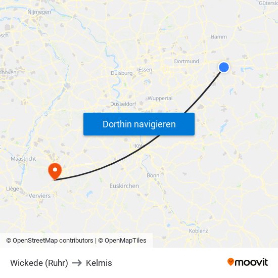 Wickede (Ruhr) to Kelmis map