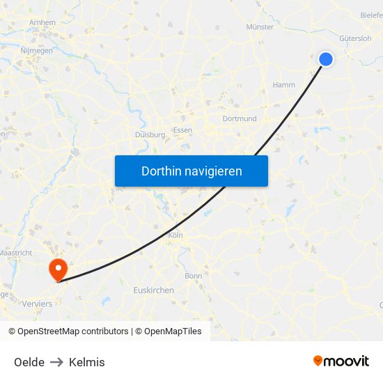 Oelde to Kelmis map