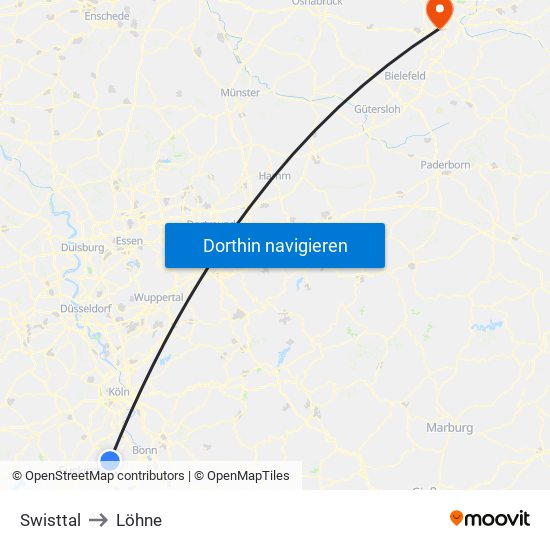 Swisttal to Löhne map