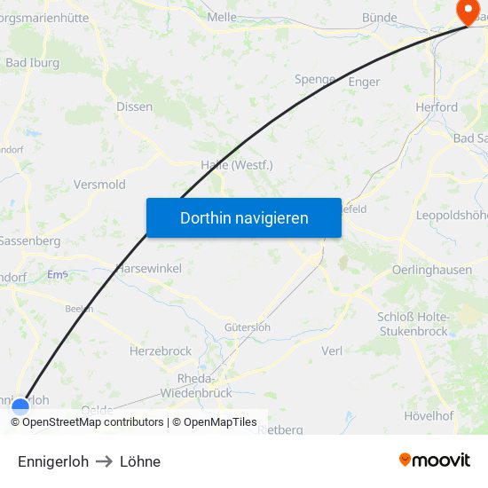 Ennigerloh to Löhne map