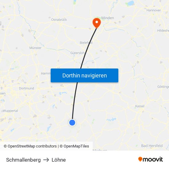 Schmallenberg to Löhne map