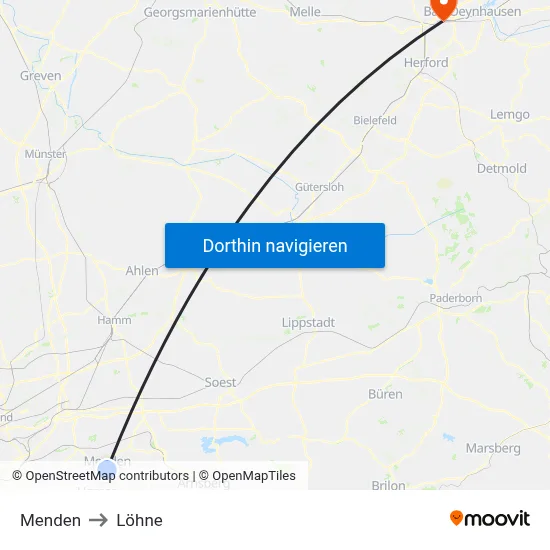 Menden to Löhne map