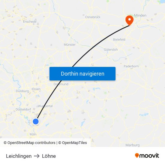 Leichlingen to Löhne map