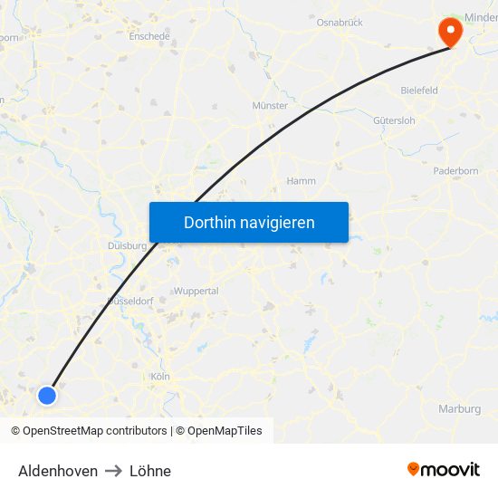 Aldenhoven to Löhne map