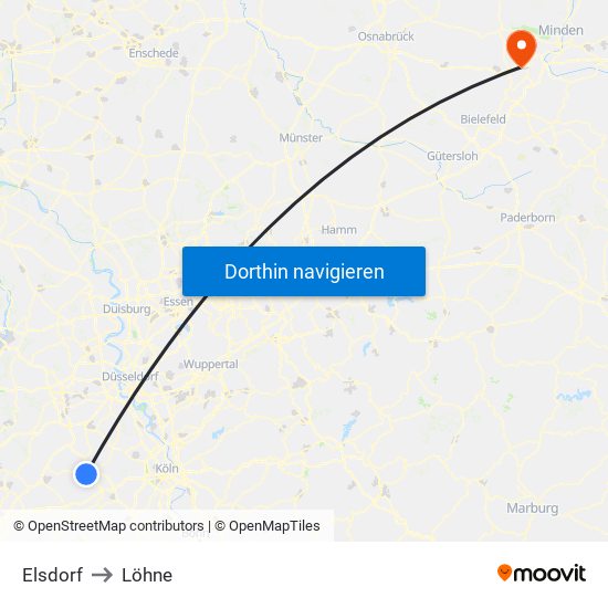 Elsdorf to Löhne map