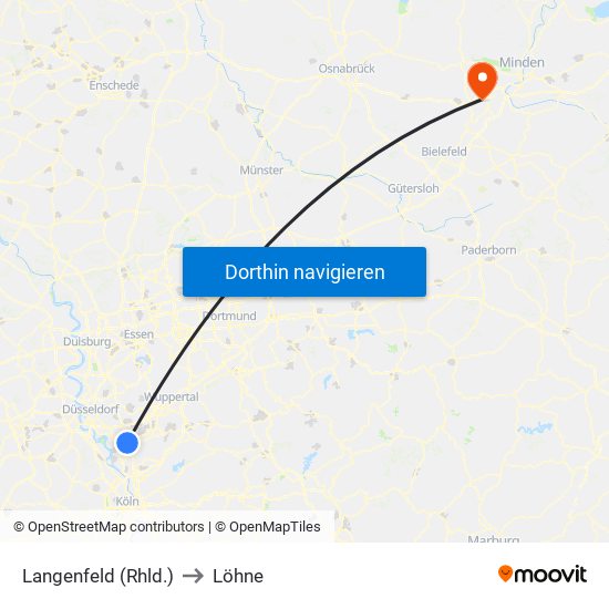 Langenfeld (Rhld.) to Löhne map