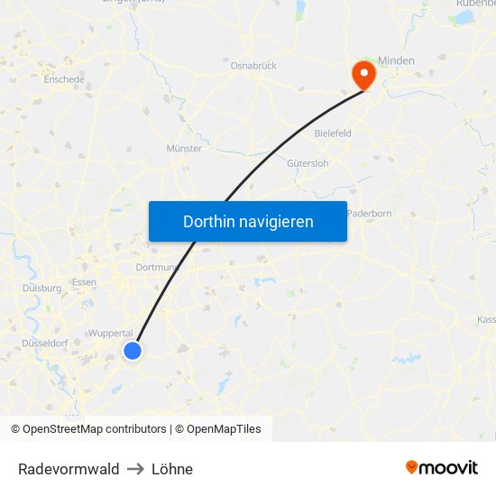 Radevormwald to Löhne map