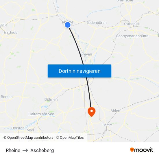 Rheine to Ascheberg map