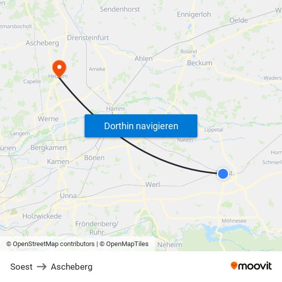 Soest to Ascheberg map